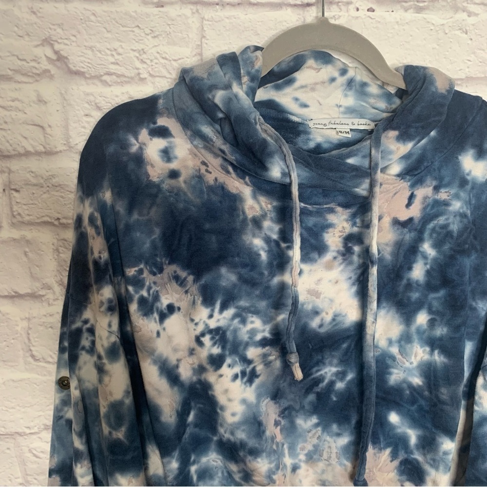 Young Fabulous and Broke Blue Tie-Dye Dolman Sleeve Pullover Hoodie - Picture 8 of 11
